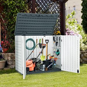 YITAHOME Outdoor Horizontal Storage Sheds, Weather Resistant Resin Tool Shed, Multi-Opening Door for Easy Storage of Bike, Trash Cans, Garden Tools, Lawn Mowers, 27 cu ft, Waterproof, Lockable