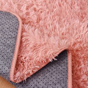 GONAAP Shag Area Rug Fluffy Faux Fur Playing Mat for Girls Bedroom Living Room Home Décor (Pink, 4' x 6')