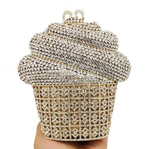 China Factory Price Metal Strap Women Crystal Rhinestone Clutch Bag For Formal Party Fun Ice Cream Evening Bag Pink 2 17X17X5CM