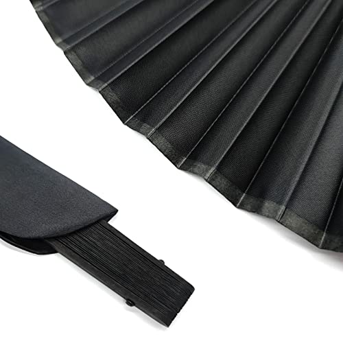 BlingKingdom Black Folding Hand Classic Style Fan Silk Fabric Bamboo Ribs Hand Held Chines/Spanish Foldable Fan for Wedding, Party Favor, Performance, Dance, Home Decorations, Festival, Gift