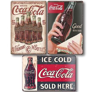clolinse coca cola tin signs | vintage metal decor bar cool things for man cave | coke retro funny stuff wall poster shop room kitchen home house coffee garage 8×12 in