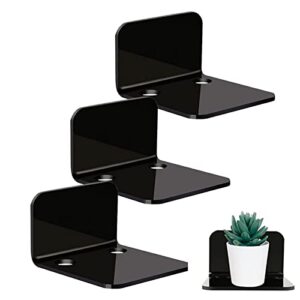 vahigcy 3 pcs acrylic small wall shelves, small floating shelves with 6 cord keeper,nail-free wall display shelf for home, office, school, coffee shop decor