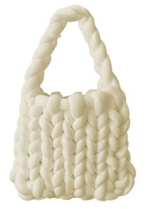 women’s knit clutch bag handmade woven knit satchel purse handbag shoulder solid color bag