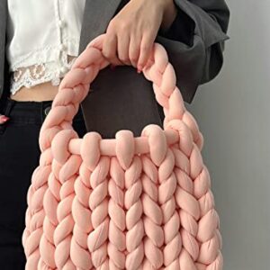 Women's Knit Clutch Bag Handmade Woven Knit Satchel Purse Handbag Shoulder Solid Color Bag