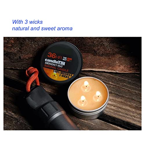 Cuifati Survival Candle, 3 Wicks 36 Hours Burning Portable Emergency Candle for Camping, Picnic, Home & Office