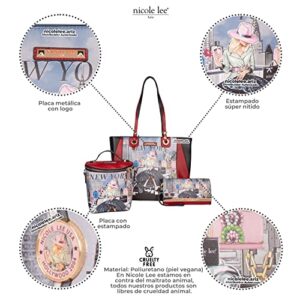 Nicole Lee Success in New York 3-in-1 Handbag Travel Set (Large Tote, Mini Zip Crossbody, Clutch Wristlet Wallet)