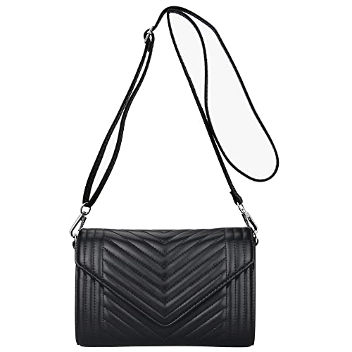 Black Crossbody Bags for Women Small Leather Crossbody Purse Black Clutch Purse Mini Quilted Handbag Little Women's Cross Body Bag Designer Purses