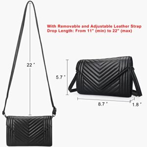 Black Crossbody Bags for Women Small Leather Crossbody Purse Black Clutch Purse Mini Quilted Handbag Little Women's Cross Body Bag Designer Purses