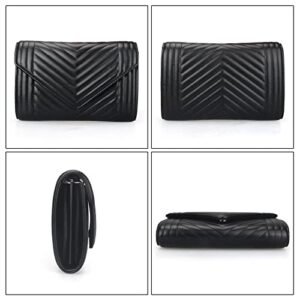 Black Crossbody Bags for Women Small Leather Crossbody Purse Black Clutch Purse Mini Quilted Handbag Little Women's Cross Body Bag Designer Purses