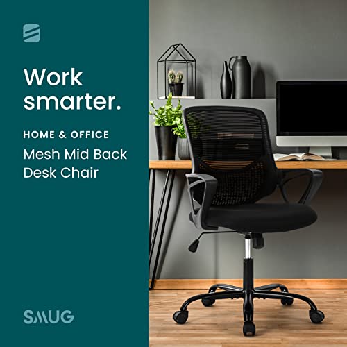 SMUG Home Office Desk Chairs with Wheels, Dark Black 23.8D x 23.2W x 39.8H in