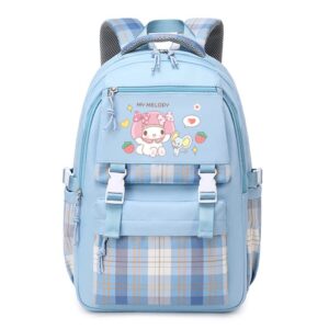 Kawaii Backpack for Girls Boys, Cute Backpack Kawaii School Supplies Purse Aesthetic Bookbag for Hiking Travel School Bag (Blue)