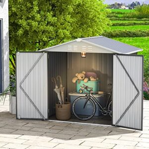 TOLEAD Metal Outdoor Storage Shed 6' x 4', Outside Storage House with Triangular Roof & Lockable Door, Steel Utility Tool Shed for Backyard Garden Patio Lawn, Dark Grey