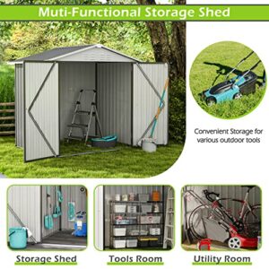 TOLEAD Metal Outdoor Storage Shed 6' x 4', Outside Storage House with Triangular Roof & Lockable Door, Steel Utility Tool Shed for Backyard Garden Patio Lawn, Dark Grey