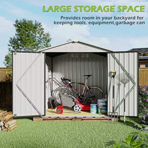 TOLEAD Metal Outdoor Storage Shed 6' x 4', Outside Storage House with Triangular Roof & Lockable Door, Steel Utility Tool Shed for Backyard Garden Patio Lawn, Dark Grey