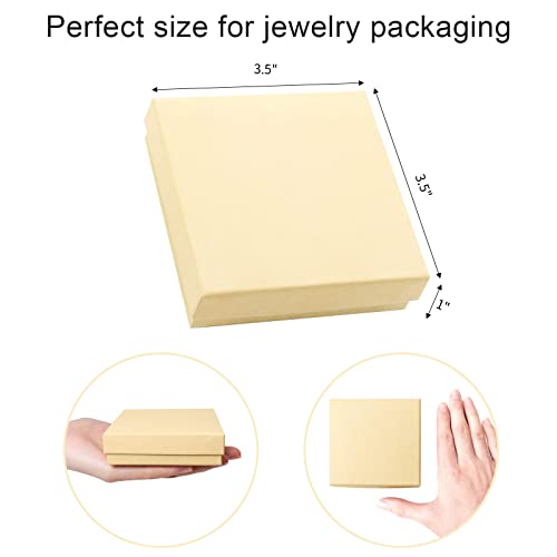 batifine Jewelry Gift Boxes Small Necklace Earring Gift Box for Women Girls Ring Bracelet Cardboard Box with Cotton Filled and Lids,3.5x3.5x1 inch 40 Pack (Brown)