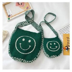 Women’s Casual Knit Tote Bag Daily Wear, Shoulder Bag- Magic (Adult - Green/White)