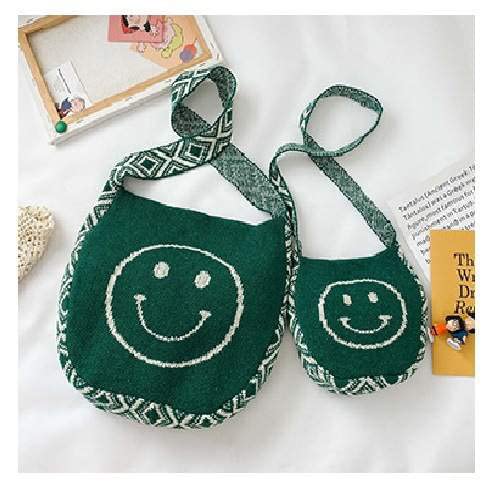 Women’s Casual Knit Tote Bag Daily Wear, Shoulder Bag- Magic (Adult - Green/White)