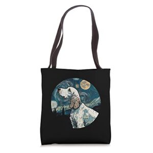 english setter starry night painting dog mom dad tote bag