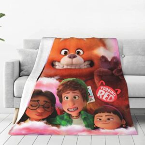 panda red blanket throw anime blanket ultra soft lightweight cozy warm microfiber fuzzy blanket for bed couch living room all seasons 50″x40″