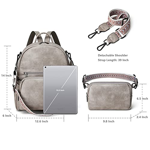 YIQUN Backpack Purse for Women, Leather Purse Backpack Shoulder Bags Fashion women backpack Travel Backpack with Belt Bag