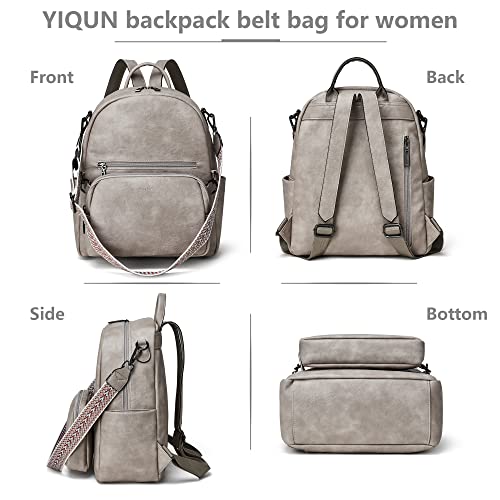 YIQUN Backpack Purse for Women, Leather Purse Backpack Shoulder Bags Fashion women backpack Travel Backpack with Belt Bag