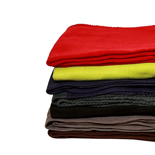 Moda West Case of 24 Wholesale Super Lightweight Throw Bulk Soft Fleece Throw Blankets 50 X 60 with Assorted Colors 140 GSM