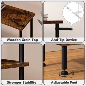 HOOBRO 3-Tier Narrow Console Table with Charging Station, Entryway Table with 2 Power Outlets and 2 USB Ports, Skinny Sofa Hallway Table, for Living Room, Rustic Brown and Black BF143UXG01