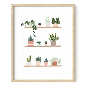 haus and hues plant pictures wall art – succulent art wall decor, plant prints wall art & botanical plant wall art prints, cactus poster botanical flower pots on shelves (unframed, 16×20)
