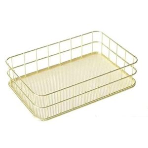 aesgxtu gold metal storage basket desktop iron grid simple snack storage tray for home decor＆orderly storage (large)