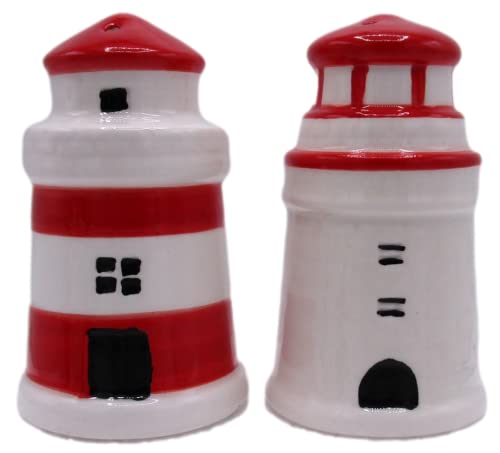 Sea Creature Salt and Pepper Shakers (Red and White Lighthouses)