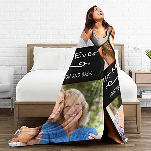 Best Mom Ever Custom Blanket, Birthday Gifts for Mom from Daughter Son with Pictures, Customized Photo Collage Mother Blankets Wife Birthday Gifts, Personalized Flannel Blanket with Photo as a Gift