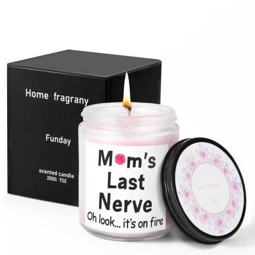 Lavender Scented Candles - Mom's Last Nerve, Oh Look... It's on Fire! - Best Gift for Mom from Daughter, Son - Funny Gifts for Mothers Day, Christmas Gifts for Mom, Birthday Gift Ideas for Mom