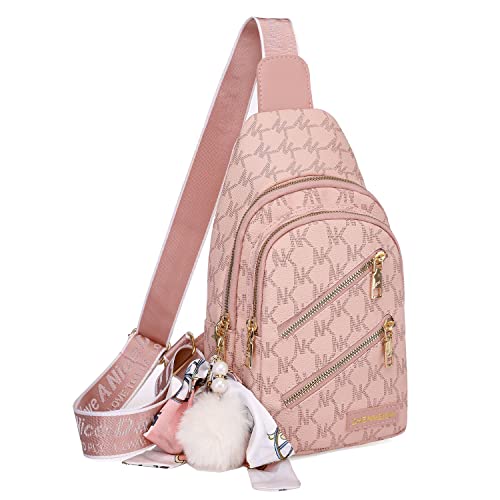 Anfei Women Chest Bag Crossbody Sling Bag for Women PU Leather Small Pack Purses Chest Bags PU Shoulder Backpack Daypacks for Women traveling hiking