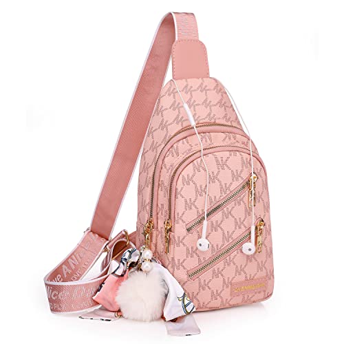 Anfei Women Chest Bag Crossbody Sling Bag for Women PU Leather Small Pack Purses Chest Bags PU Shoulder Backpack Daypacks for Women traveling hiking