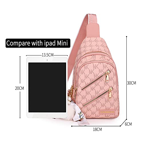 Anfei Women Chest Bag Crossbody Sling Bag for Women PU Leather Small Pack Purses Chest Bags PU Shoulder Backpack Daypacks for Women traveling hiking