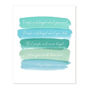 people remember how you made them feel, inspirational wall art print poster, teal turquoise (8×10 inches)