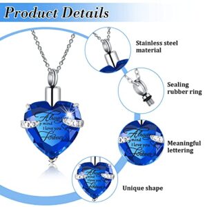 10 Pcs Urn Necklace for Ashes Cremation Jewelry Wings Tear Drop Cross Crystal Ashes Necklace Stainless Steel Zircon Memorial Locket Vertical Bar Heart Waterproof Ashes Keepsake for Men (Blue)