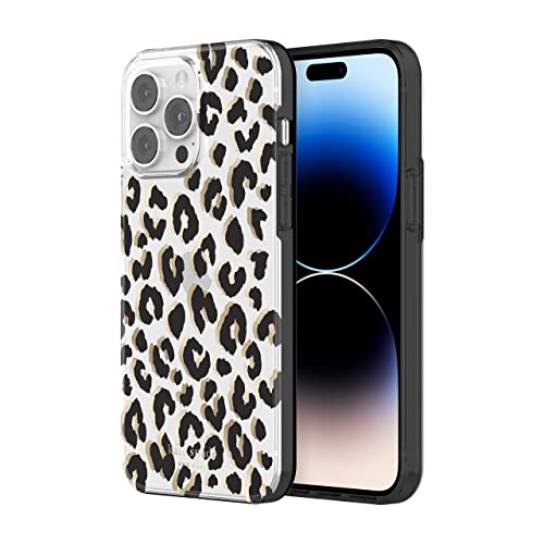 kate spade new york Protective Hardshell Case Compatible with Apple iPhone 14 Pro Max - City Leopard Black [KSIPH-225-CTLB]
