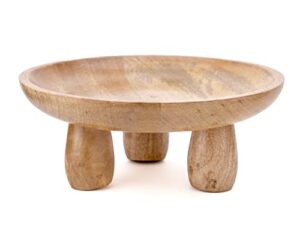 huch – mango wood, wooden bowls for decor – fruit bowl – decorative bowls for home decor – wood fruit bowl – pedestal bowl – footed bowl – wooden bowl