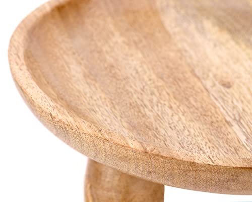 HUCH - Mango wood, Wooden bowls for decor - Fruit bowl - Decorative Bowls for Home Decor - Wood Fruit Bowl - Pedestal Bowl - Footed bowl - Wooden bowl