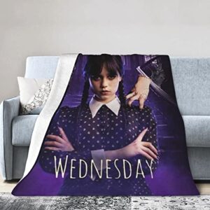 wednesday movie ultra-soft micro fleece blanket 3d fashion print all season couch sofa warm bed throw blanket perfect for kids adults family birthday gift 40″x30″