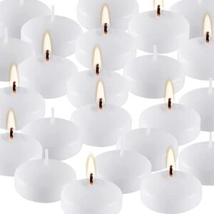 ciphands 10 hour floating candles, 3” white unscented dripless wax discs, for cylinder vases, centerpieces at wedding, party, pool, holiday (24 set)