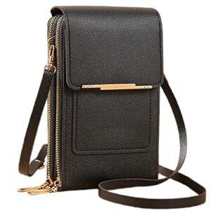 2023 new anti-theft leather bag, touch screen small crossbody cell phone purse for women, rfid blocking pu leather crossbody bag (black)
