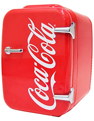 CURTIS MIS153DRP Dr. Pepper Retro Mini Portable Compact Personal Fridge Cooler, 4 Liter Capacity, 6 Cans & Cooluli Retro Coca-Cola Mini Fridge for Bedroom - 4L/6 Can 12V Portable