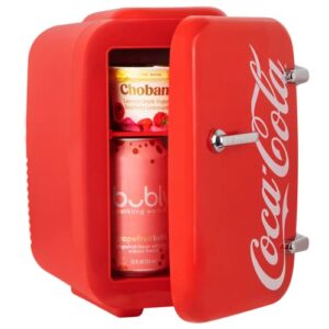 CURTIS MIS153DRP Dr. Pepper Retro Mini Portable Compact Personal Fridge Cooler, 4 Liter Capacity, 6 Cans & Cooluli Retro Coca-Cola Mini Fridge for Bedroom - 4L/6 Can 12V Portable