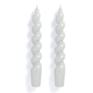 handmade spiral taper candle – 7.5 inches twisted candles sticks dripless dinner candle for home decoration wedding holiday party & all occasions, set of 2 (white)