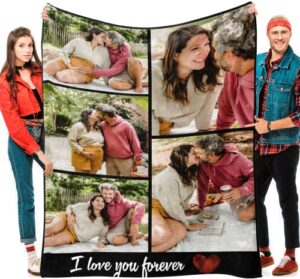 zookao custom blankets with photos and text, made in usa personalized blanket with picture memorial throw blanket for couples, personalized gifts for anniversary valentine’s day(30″x40″)