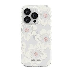 kate spade new york protective hardshell case compatible with apple iphone 14 pro – hollyhock floral clear [ksiph-223-hhccs]