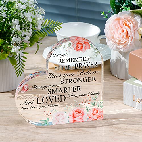 OurWarm Inspirational Gifts for Women, Motivational Quotes Office Desk Decor Cheer Up Gifts for Birthday, Graduate, Anniversary, Christmas, Graduation Gifts for Her, Heart Decorative Signs & Plaques