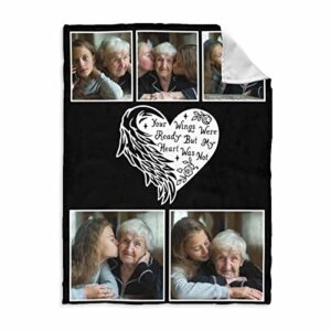 custom memory throw blanket your wings were ready but my heart was not floral blanket personalized memorial gift blanket sympathy gift for loss of father mother loved one in heaven 40x50 inch